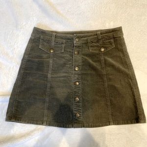 Button Front Corduroy Skirt